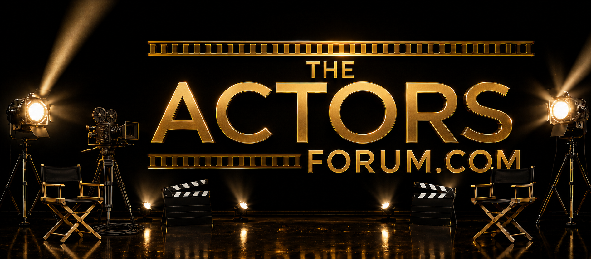 The Actors Forum.com cinematic gold film-strip banner